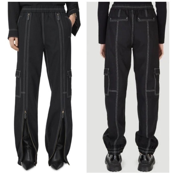 Burberry US 6 Maddie Zip Up Cargo Pants Black Contrast‎ Stitch Zippers - Picture 1 of 16